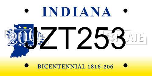 JZT253 Indiana License Plate