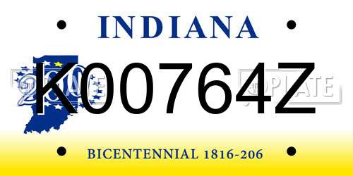 K00764Z Indiana License Plate
