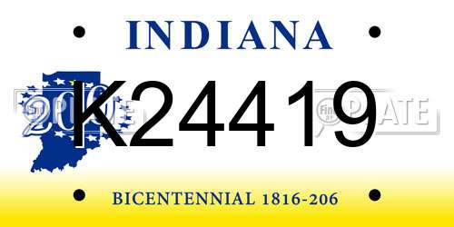 K24419 Indiana License Plate