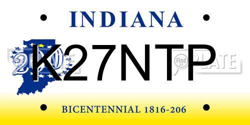 K27NTP Indiana License Plate