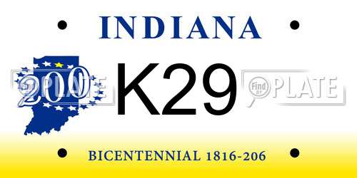 K29 Indiana License Plate