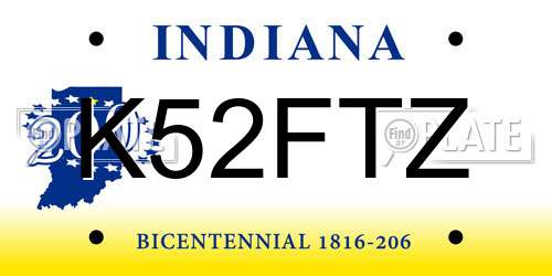 K52FTZ Indiana License Plate