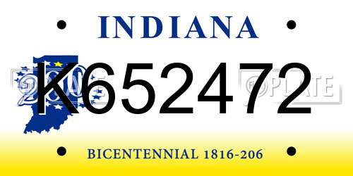 K652472 Indiana License Plate