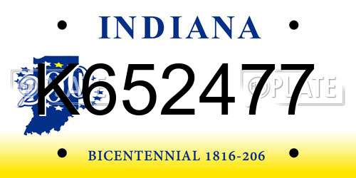 K652477 Indiana License Plate