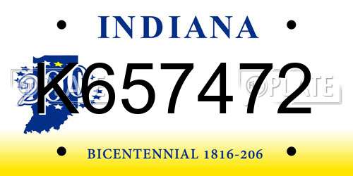 K657472 Indiana License Plate