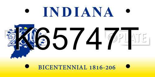 K65747T Indiana License Plate