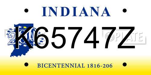 K65747Z Indiana License Plate