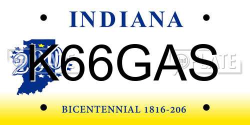K66GAS Indiana License Plate