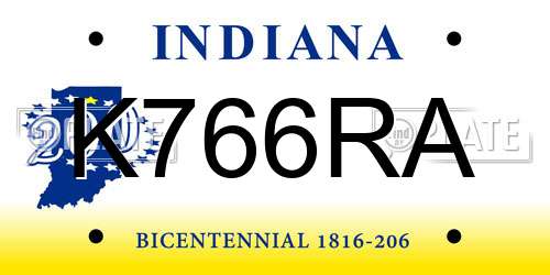 K766RA Indiana License Plate