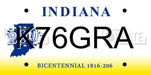 K76GRA Indiana License Plate