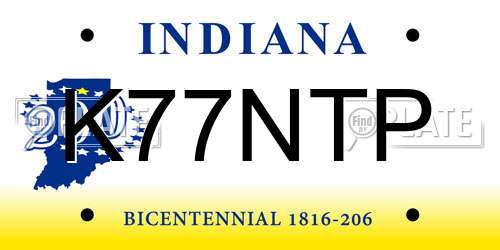 K77NTP Indiana License Plate