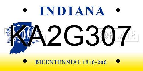 KA2G307 Indiana License Plate