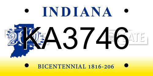 KA3746 Indiana License Plate