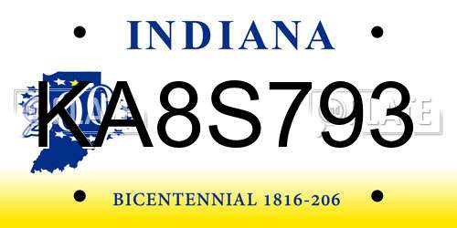 KA8S793 Indiana License Plate