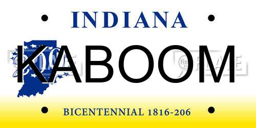 KABOOM Indiana License Plate