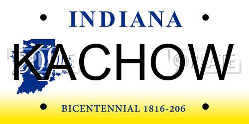 KACHOW Indiana License Plate