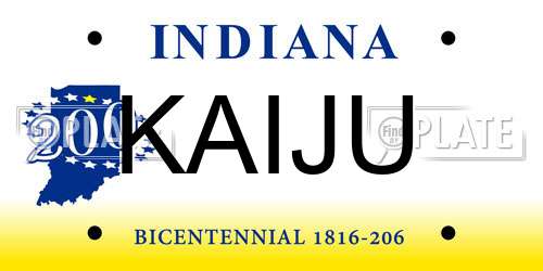 KAIJU Indiana License Plate