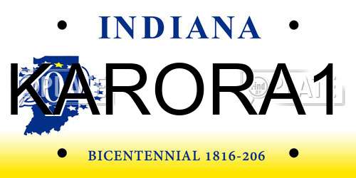 KARORA1 Indiana License Plate