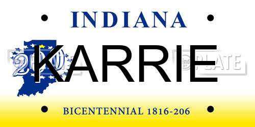 KARRIE Indiana License Plate