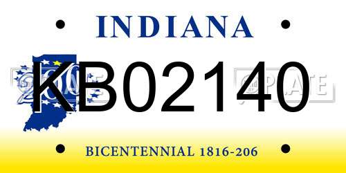KB02140 Indiana License Plate