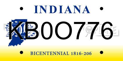 KB0O776 Indiana License Plate