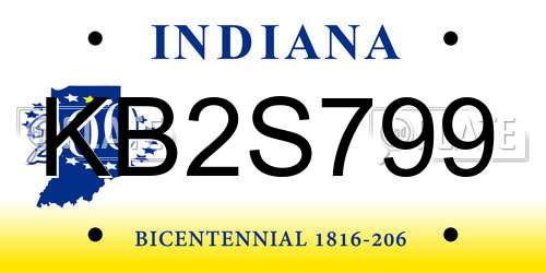 KB2S799 Indiana License Plate