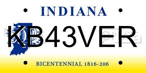 KB43VER Indiana License Plate