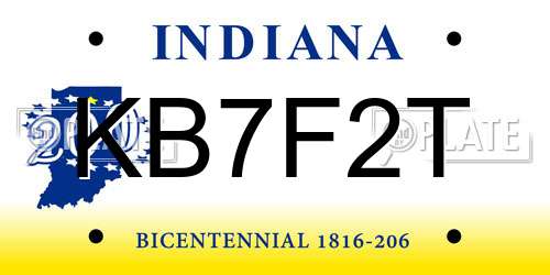 KB7F2T Indiana License Plate