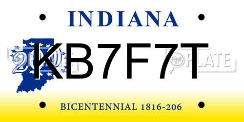 KB7F7T Indiana License Plate