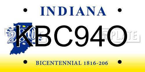 KBC94O Indiana License Plate