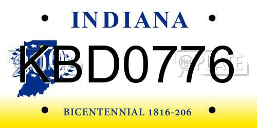 KBD0776 Indiana License Plate