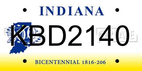 KBD2140 Indiana License Plate