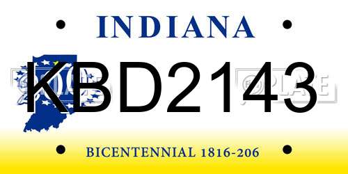 KBD2143 Indiana License Plate