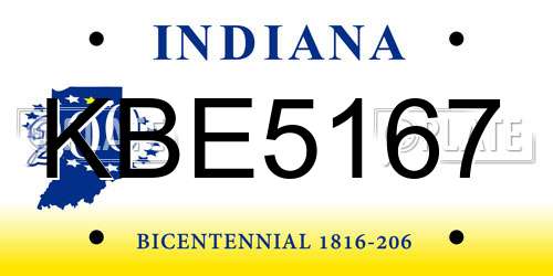 KBE5167 Indiana License Plate