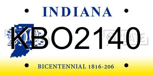 KBO2140 Indiana License Plate