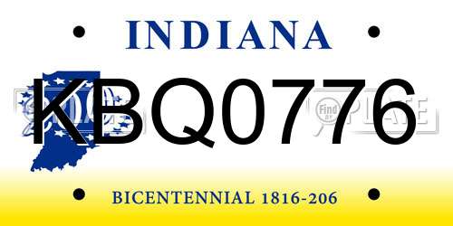 KBQ0776 Indiana License Plate