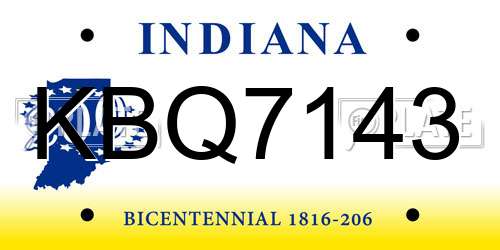 KBQ7143 Indiana License Plate