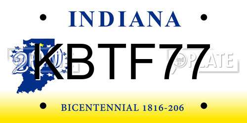KBTF77 Indiana License Plate