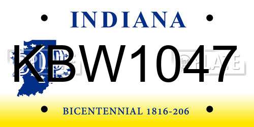 KBW1047 Indiana License Plate