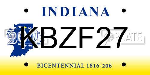 KBZF27 Indiana License Plate