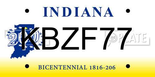 KBZF77 Indiana License Plate