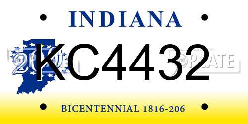 KC4432 Indiana License Plate