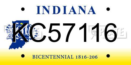 KC57116 Indiana License Plate
