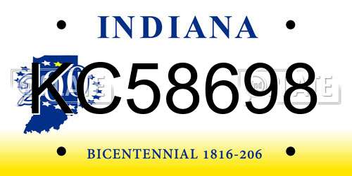 KC58698 Indiana License Plate
