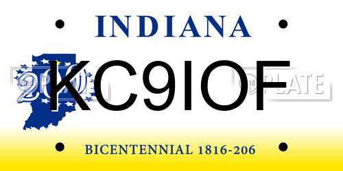 KC9IOF Indiana License Plate