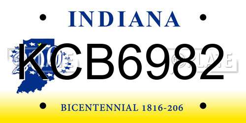 KCB6982 Indiana License Plate