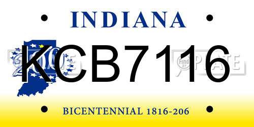 KCB7116 Indiana License Plate
