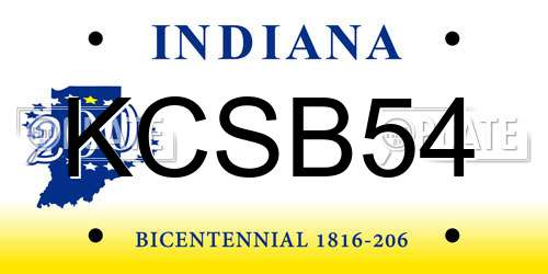 KCSB54 Indiana License Plate
