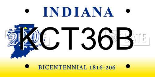 KCT36B Indiana License Plate