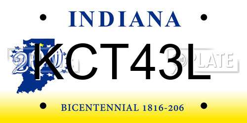 KCT43L Indiana License Plate